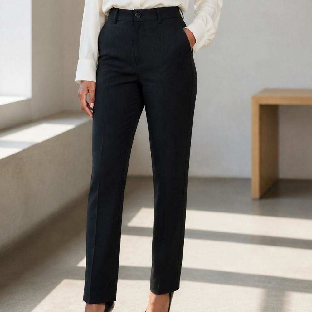 J. Crew Cameron High Rise Straight Leg Stretch Ankle Trouser Dress Pants 0 Black